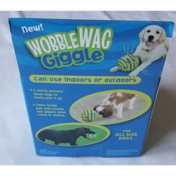 New Wobble Wag Giggle Dog Toy as seen on tv GREEN INDOOR OUTDOOR BALL - Picture 2 of 9
